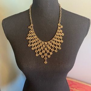 Ann Taylor-Gold Bib Tone Necklace
